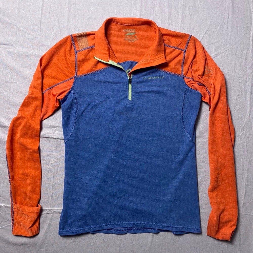 La Sportiva Swift Long Sleeve Womens Medium Blue Orange 1/4 Zip Pullover Running - Picture 1 of 16